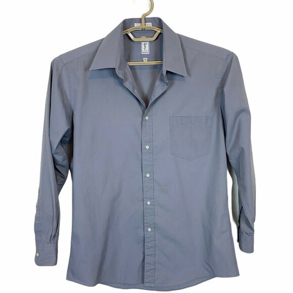 YSL Shirt Neck Size 16. 32/33 Mens Gray Button Up Long Sleeve Collared Vintage